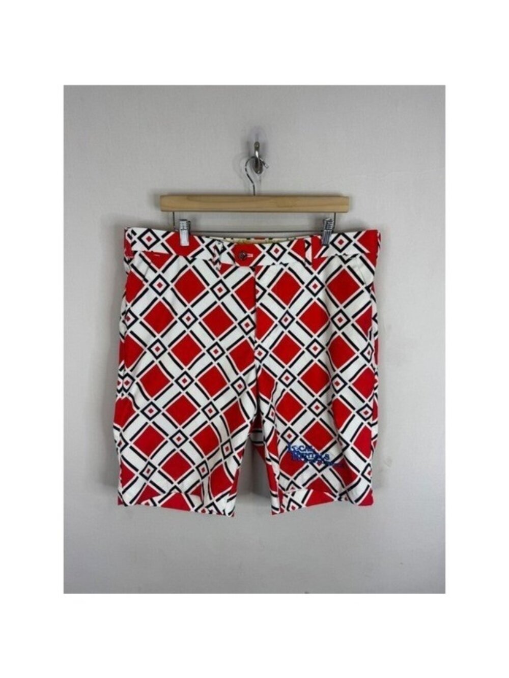 Loudmouth Golf Shorts Mens 38 Red White Black Diamond Geometric Local Rentals